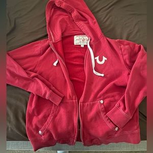 True Religion red zip up hoodie